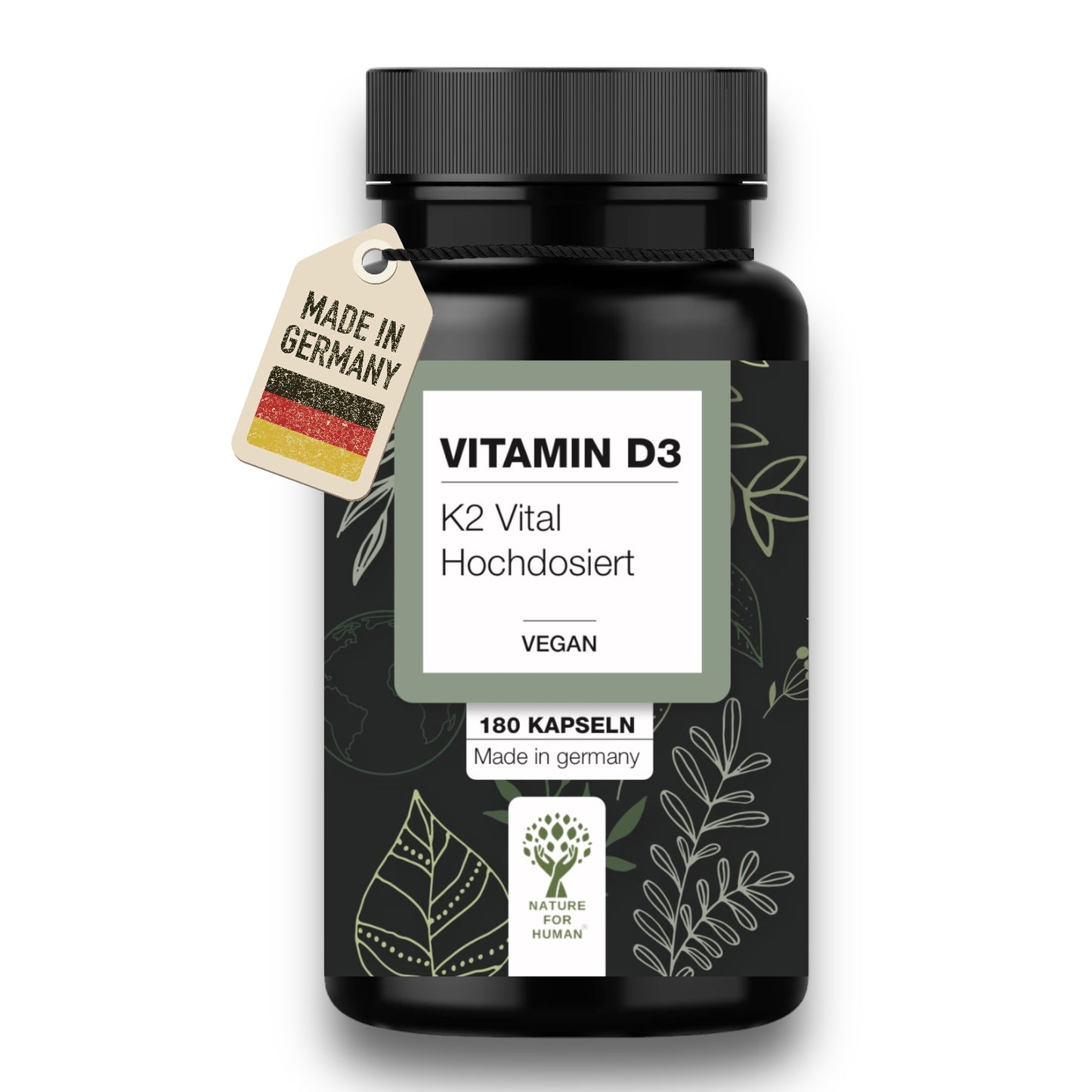 Vitamin D3 + K2 VITAL - Wochendepot mit 6000IE - 180 vegane Kapseln - Ohne Zusätze - in Deutschland produziert & Halal zertifiziert